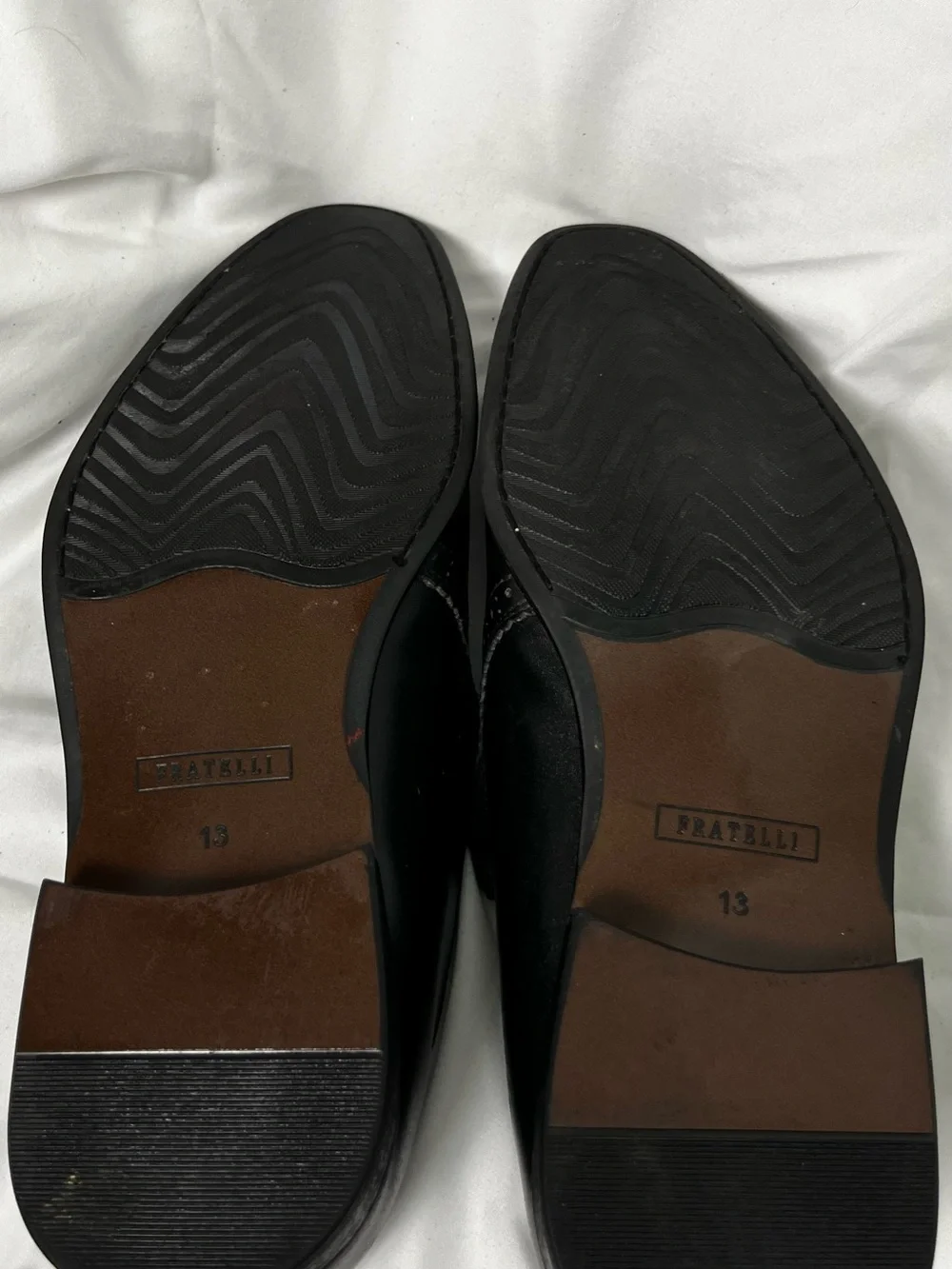 Fratelli Select Men's Black Cap-toe Leather Slip-On Dress Shoes Size 13M